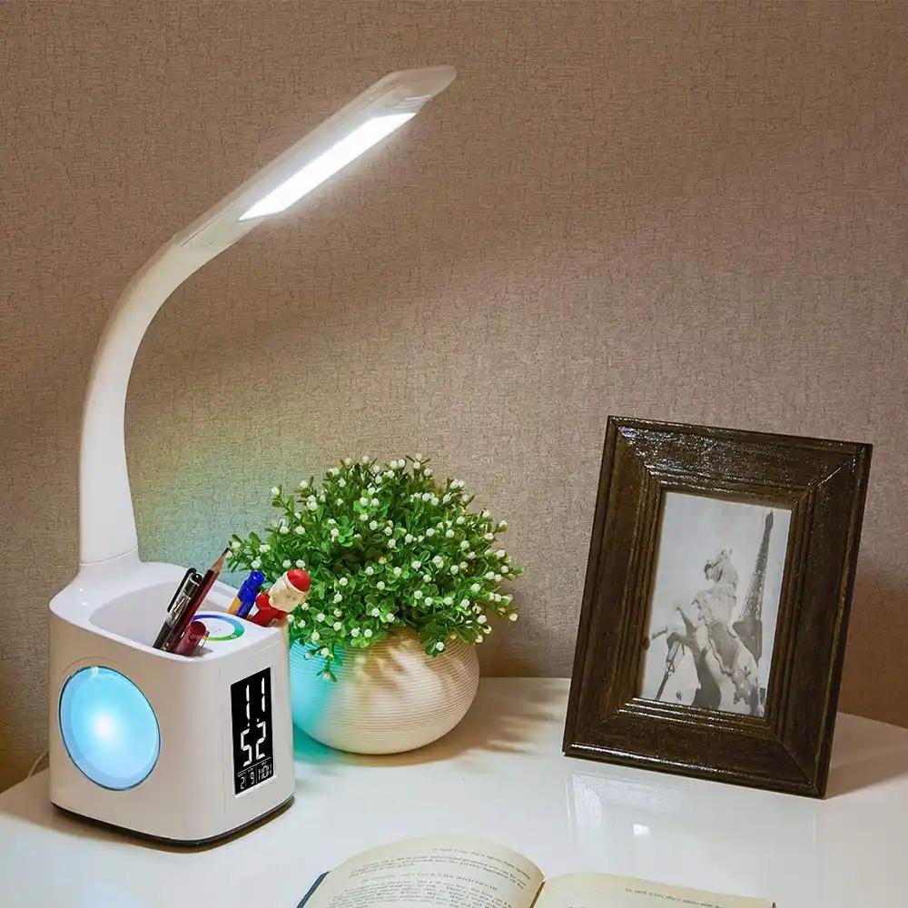 bedside table lamps USB Charging Port&Screen&Calendar&Colors Night Light Kids Dimmable Table Lamp With Pen Hold